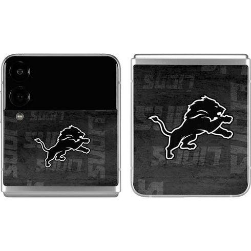 NFL Detroit Lions Black & White Galaxy Z Flip4 5G Skin